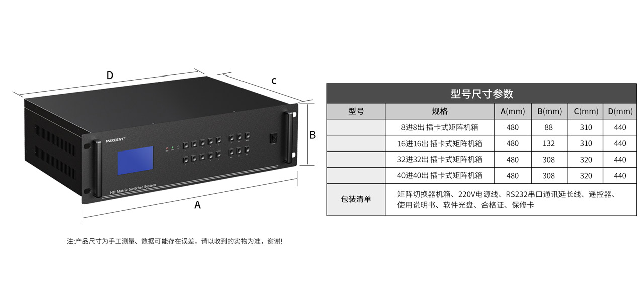 麥森特混合插卡矩陣產品型號參數尺寸圖